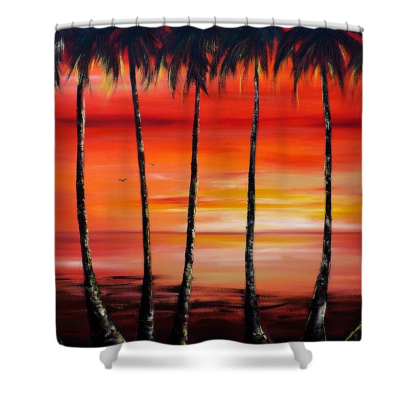 Sunset Shower Curtain featuring the painting Quiet Joy by Gina De Gorna