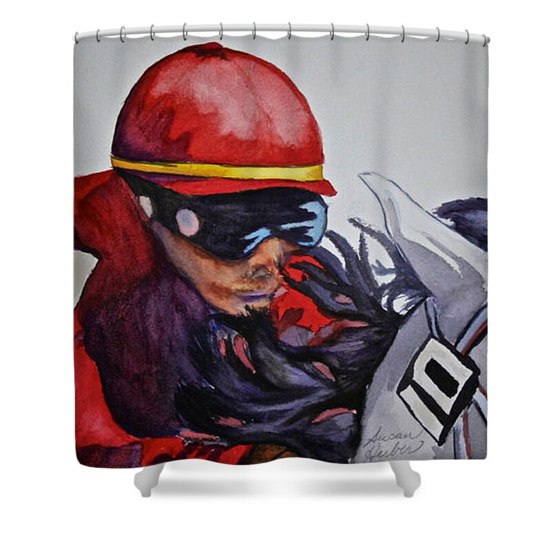 Mammal Shower Curtain featuring the painting Race On by Susan Herber