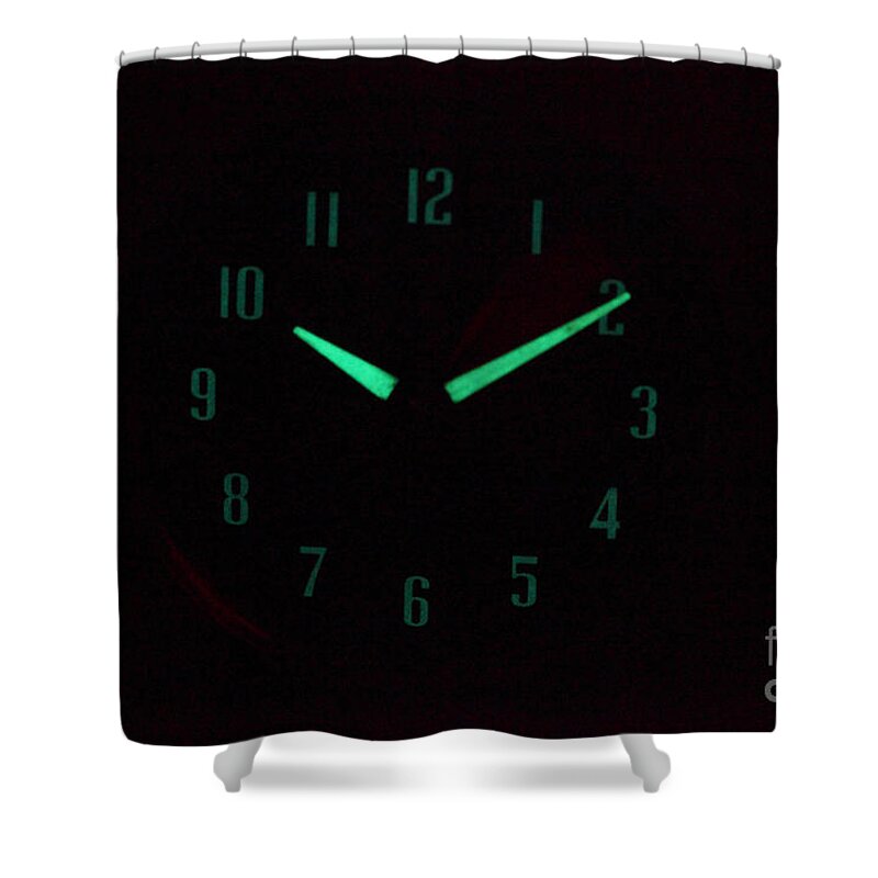 Radium Shower Curtain featuring the photograph Radium Dial On Clock by Ted Kinsman