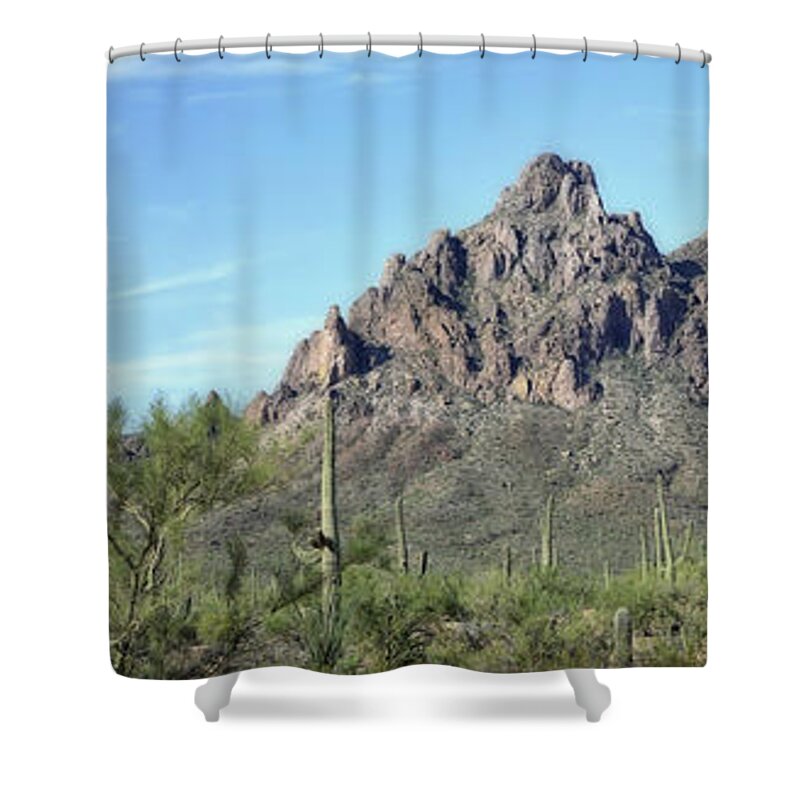 Desert Shower Curtain featuring the photograph Ragged Top Mountain Panorama by Donna Greene