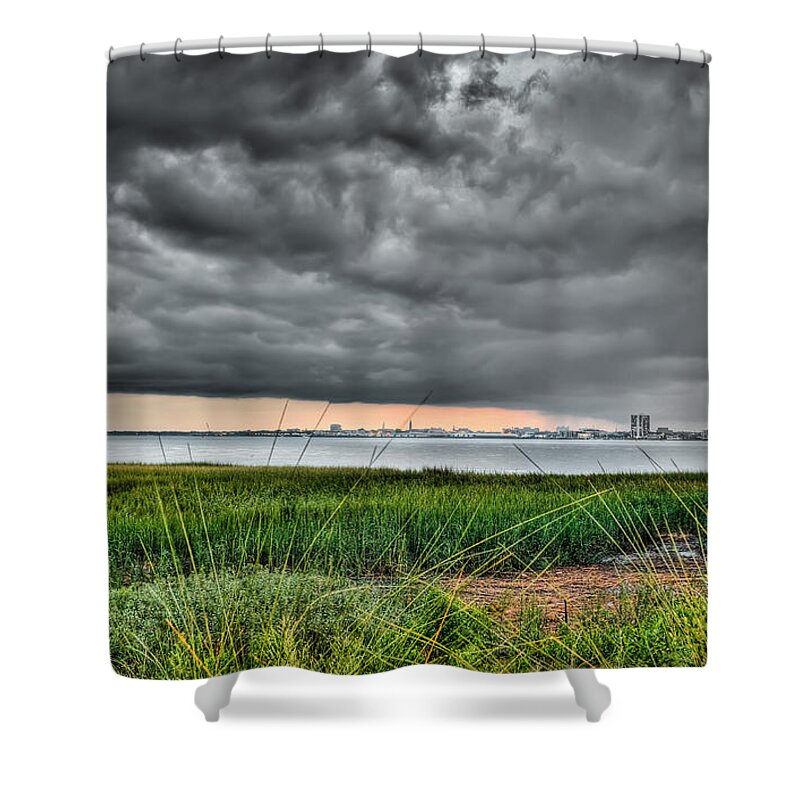 Charleston Shower Curtain featuring the photograph Rain Rolling in on the River by Andrew Crispi