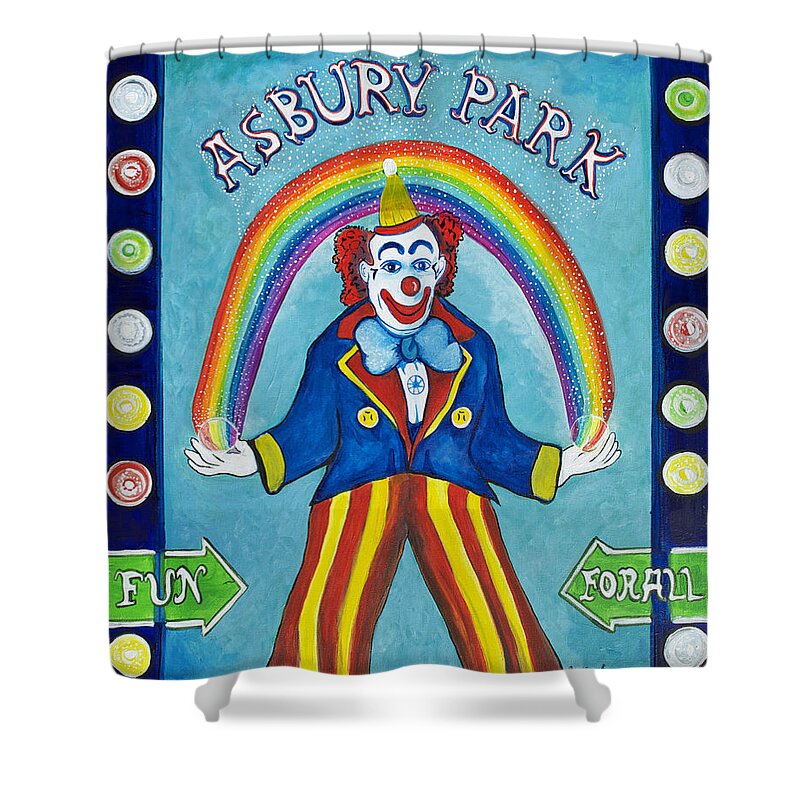 Asbury Park Shower Curtain featuring the painting Rainbow Billy by Patricia Arroyo