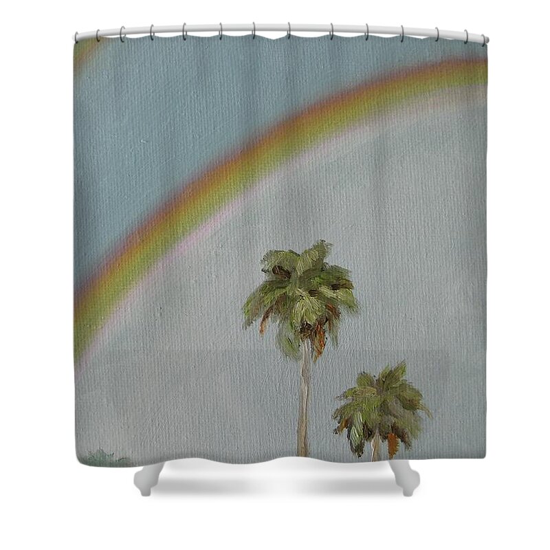 Noewi Shower Curtain featuring the painting Rainbow by Jindra Noewi