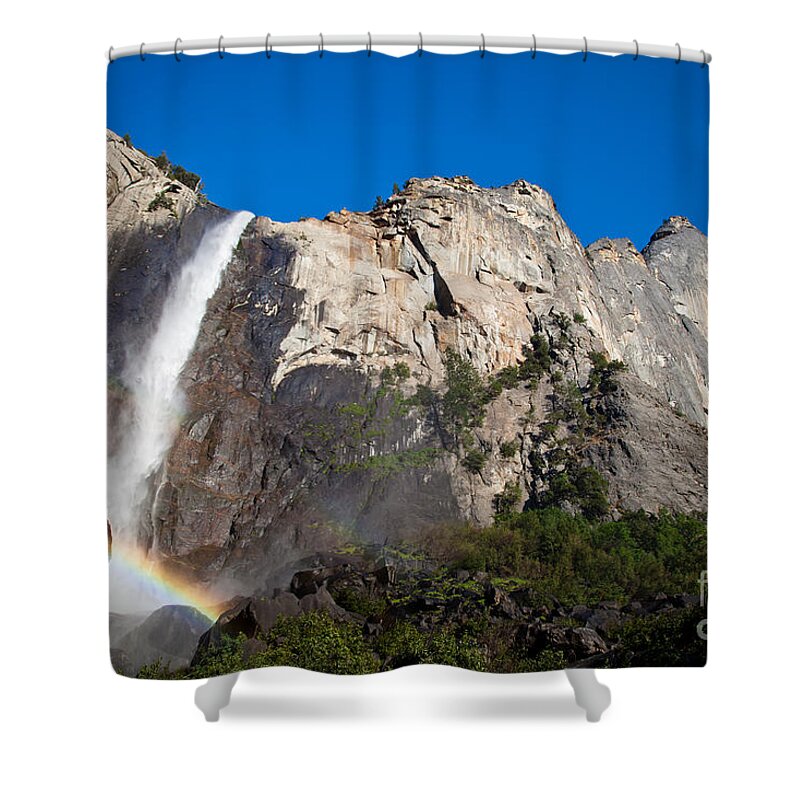 Granite Shower Curtain featuring the photograph Rainbow on Bridalveil Fall by Olivier Steiner