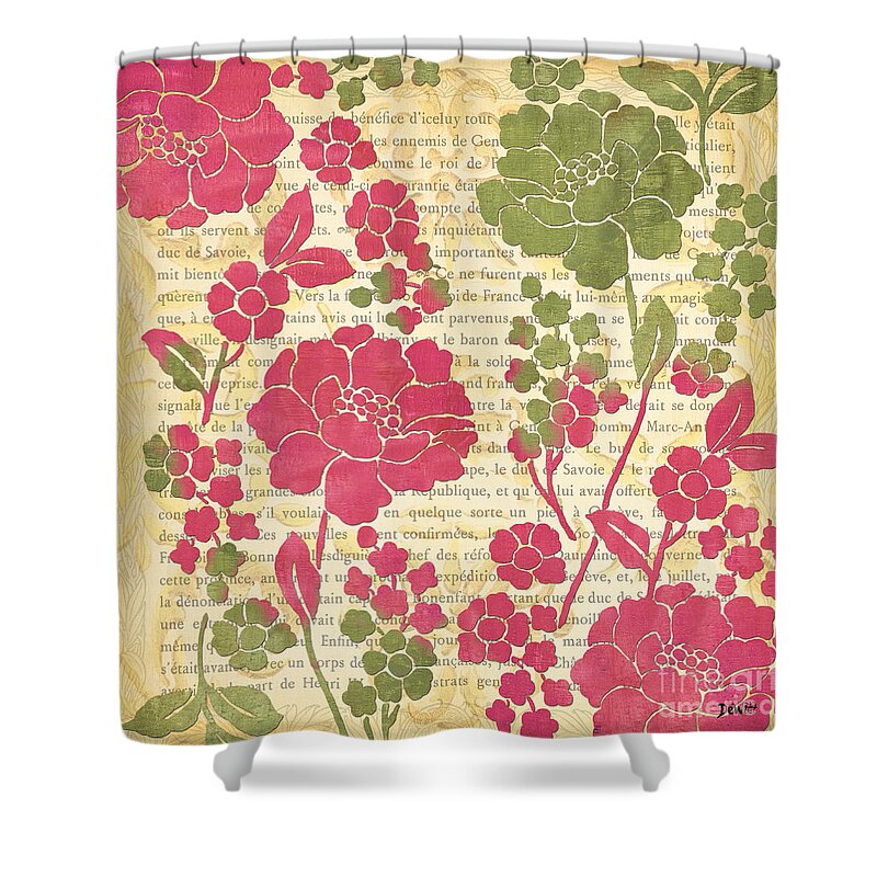 Raspberry Shower Curtain featuring the painting Raspberry Sorbet Floral 2 by Debbie DeWitt