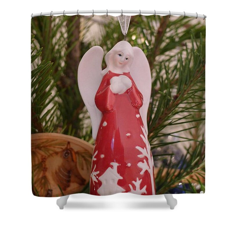 Angel Shower Curtain featuring the photograph Red Angel by Richard Reeve