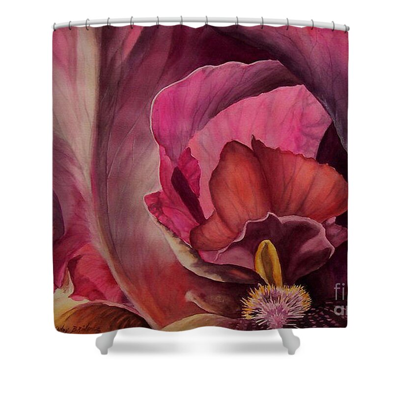 Watercolor Shower Curtain featuring the painting Red Explosion  sold #1 by Sandy Brindle