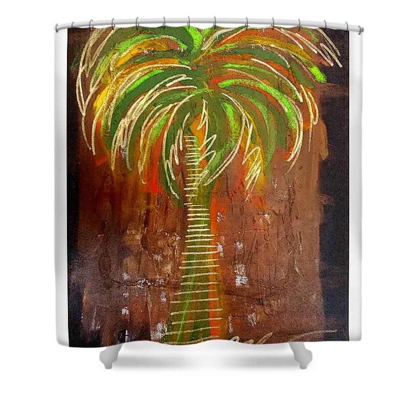 Red Shower Curtain featuring the painting Red Palm by C F Legette