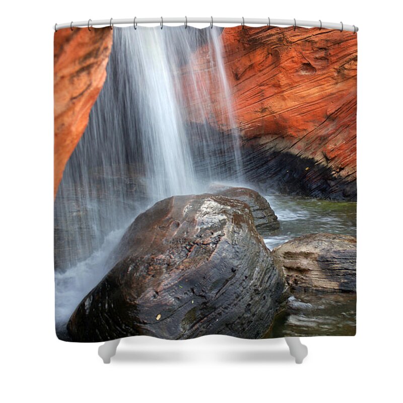 Autumn Shower Curtain featuring the photograph Red Waterfall by Carlos Caetano