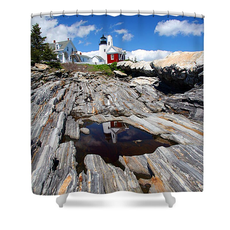 Lighthouse Shower Curtain featuring the photograph Reflections of Pemaquid by Brenda Giasson