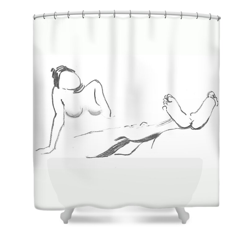 Please Shower Curtain featuring the drawing Relax by Marica Ohlsson