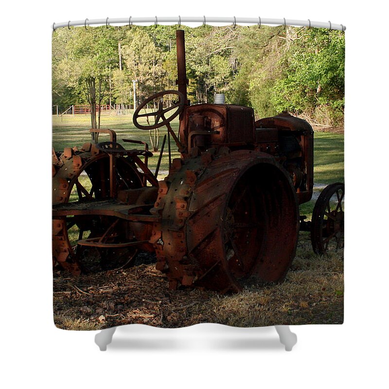Tractor Shower Curtain featuring the photograph Retired2 by Karen Harrison Brown