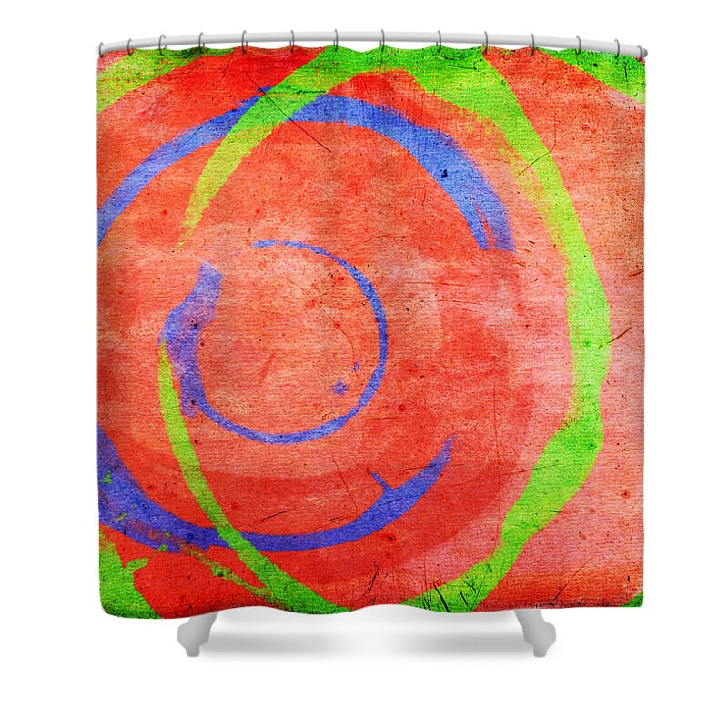 Red Shower Curtain featuring the painting RGB by Julie Niemela