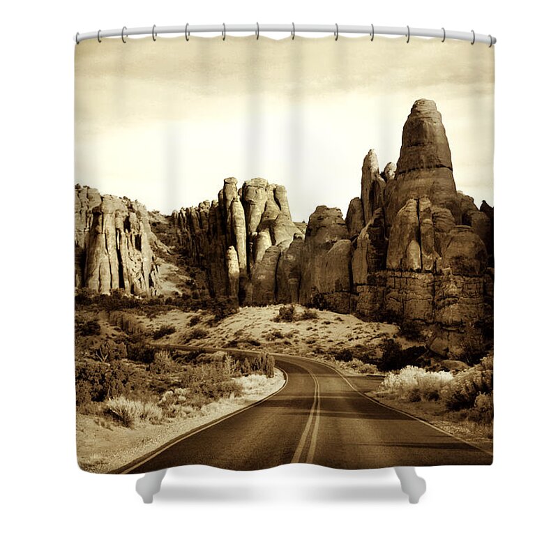 Curve Shower Curtain featuring the photograph Rock Work by Marilyn Hunt
