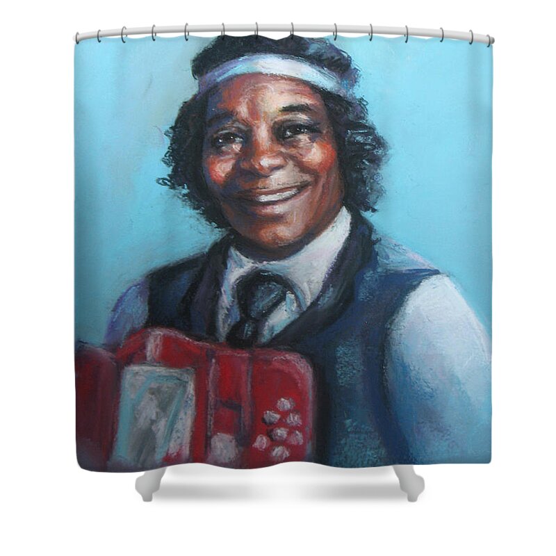 Pastel Shower Curtain featuring the painting Rockin Dopsie Senior by Beverly Boulet