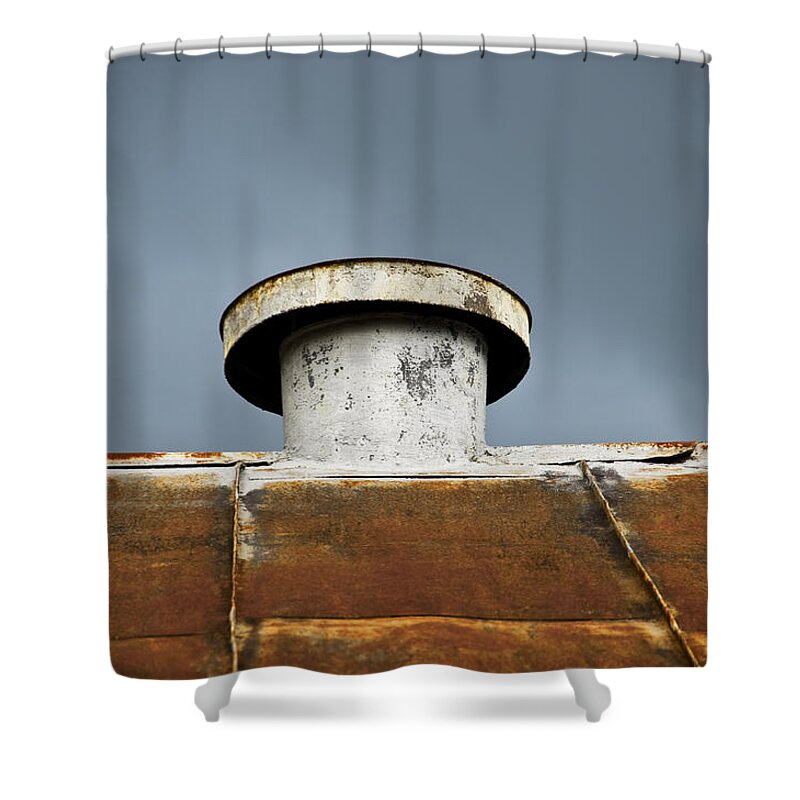 Abstract Shower Curtain featuring the photograph Rooftop Vent by Ray Laskowitz