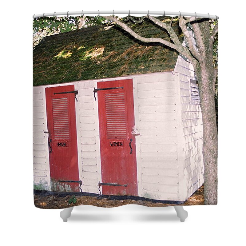 Double Outhouse Shower Curtain featuring the photograph Room For Two by Sally Weigand