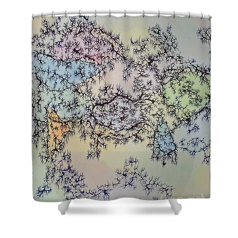 Mixed Media Shower Curtain featuring the mixed media Roots by Danielle Scott