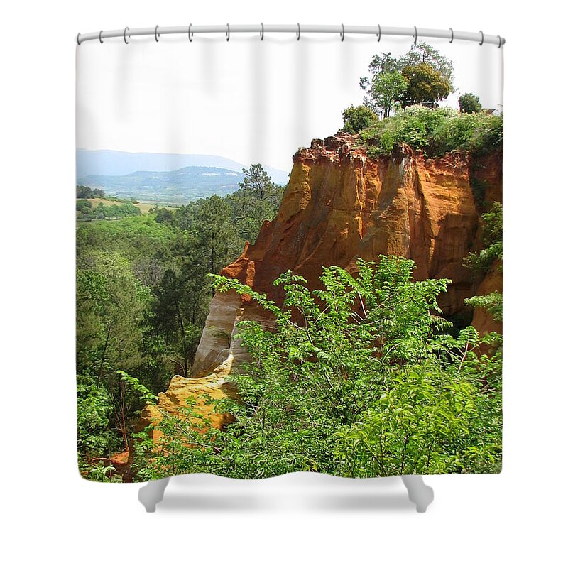 Roussillon Shower Curtain featuring the photograph Roussillon's Ochre Hills by Carla Parris