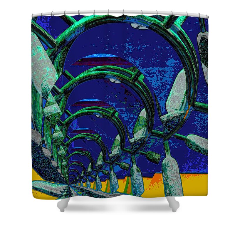 Time Shower Curtain featuring the digital art Route 66 2050 by Alec Drake