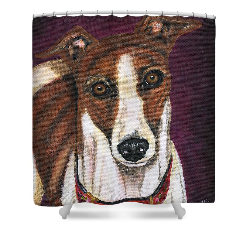 Greyhound Shower Curtain featuring the painting Royalty - Greyhound Painting by Michelle Wrighton