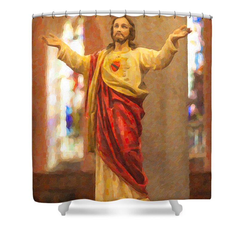 Clarence Holmes Shower Curtain featuring the photograph Sacred Heart of Jesus by Clarence Holmes