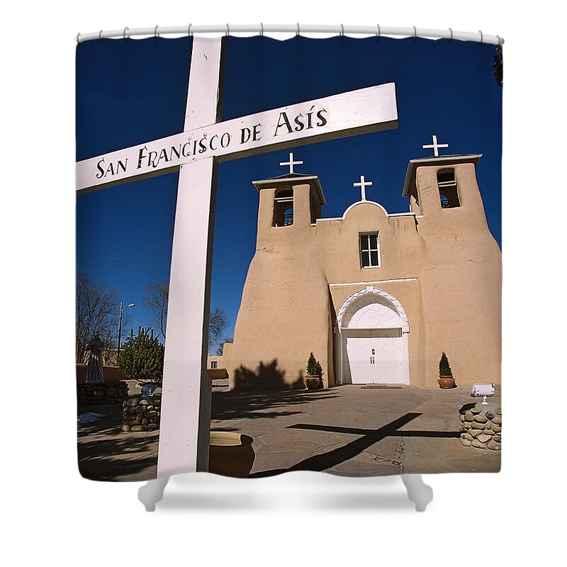 Taos Shower Curtain featuring the photograph San Francisco De Asis by Ron Weathers