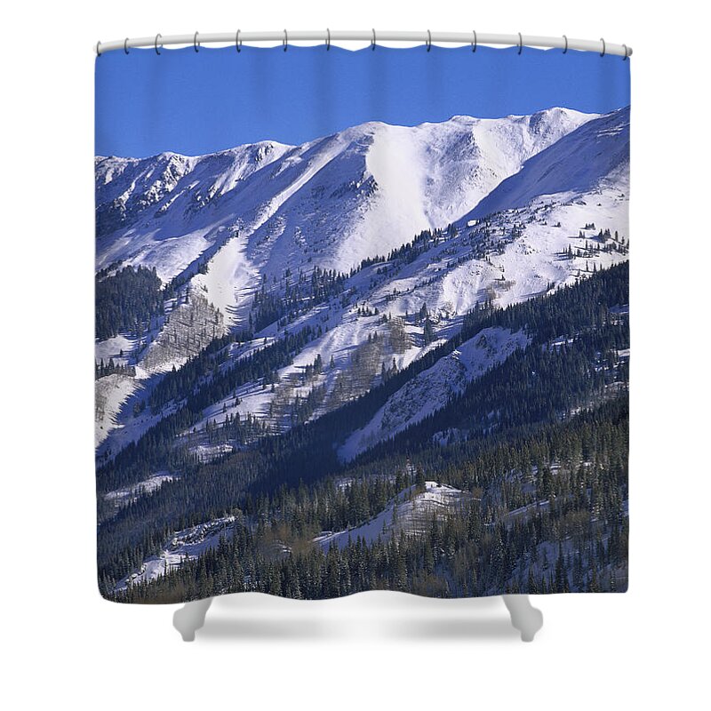 00175020 Shower Curtain featuring the photograph San Juan Mountains Covered In Snow by Tim Fitzharris