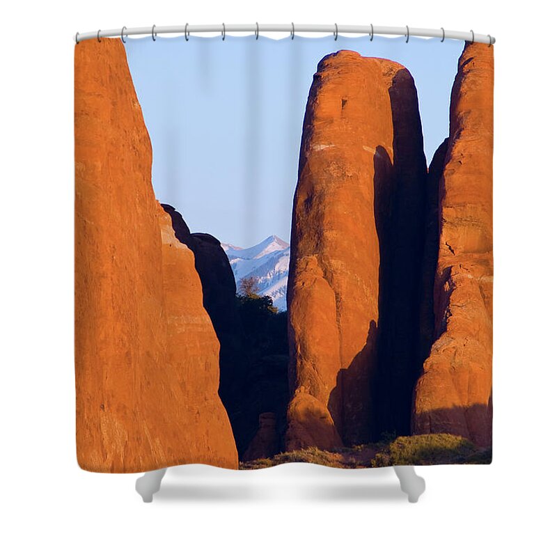 Utah Shower Curtain featuring the photograph Sandstone Fins by Steve Stuller