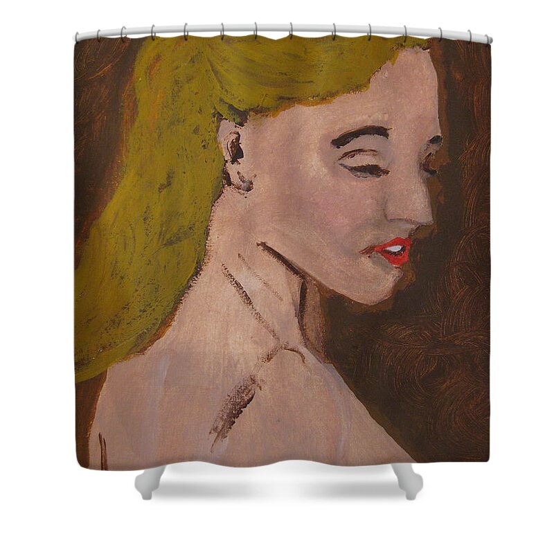 Woman Shower Curtain featuring the painting Saturday by Linda Hutchins