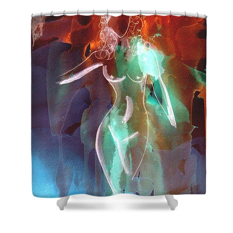 Paintings 5 Shower Curtain featuring the painting Saunter by Julie Lueders 