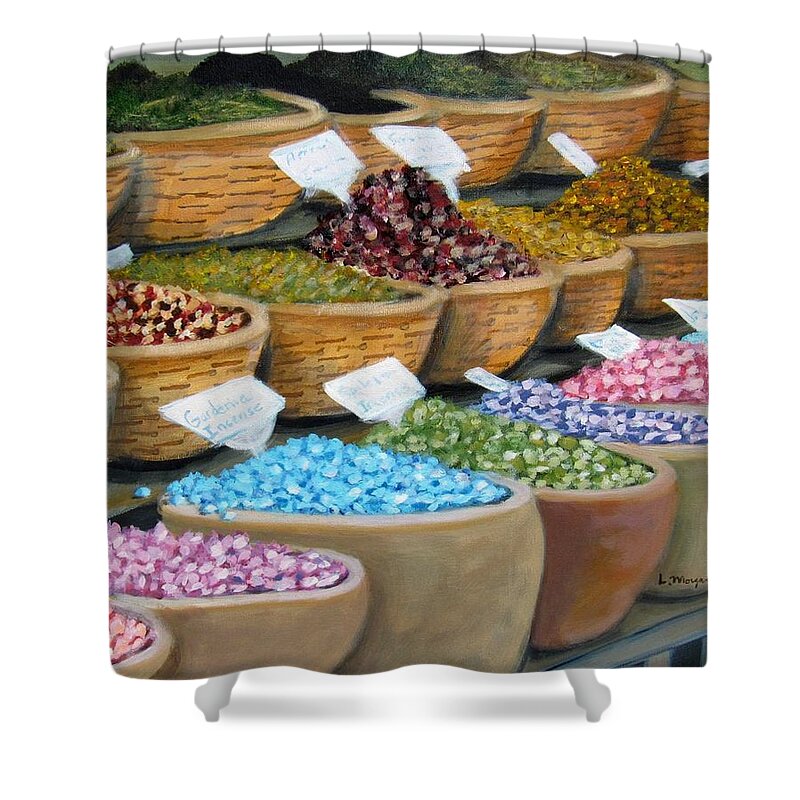 Incense Shower Curtain featuring the painting Scents for the Senses by Laurie Morgan