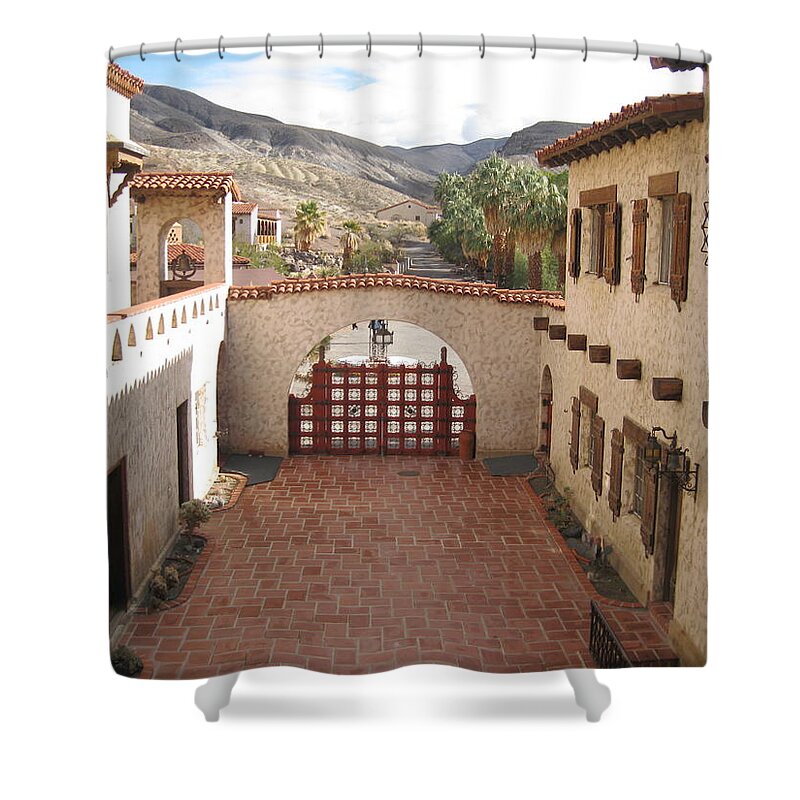 Arizona Photographs Shower Curtain featuring the photograph Scotty's Castle by Robert Margetts