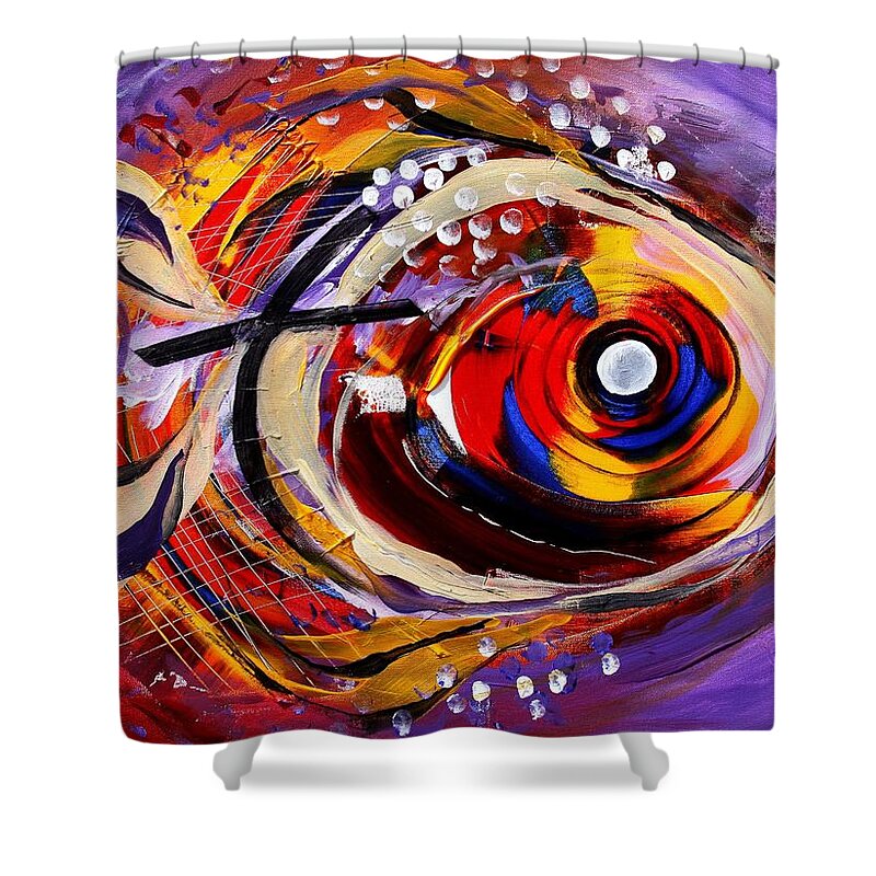 Fish Shower Curtain featuring the painting Scripture Fish by J Vincent Scarpace