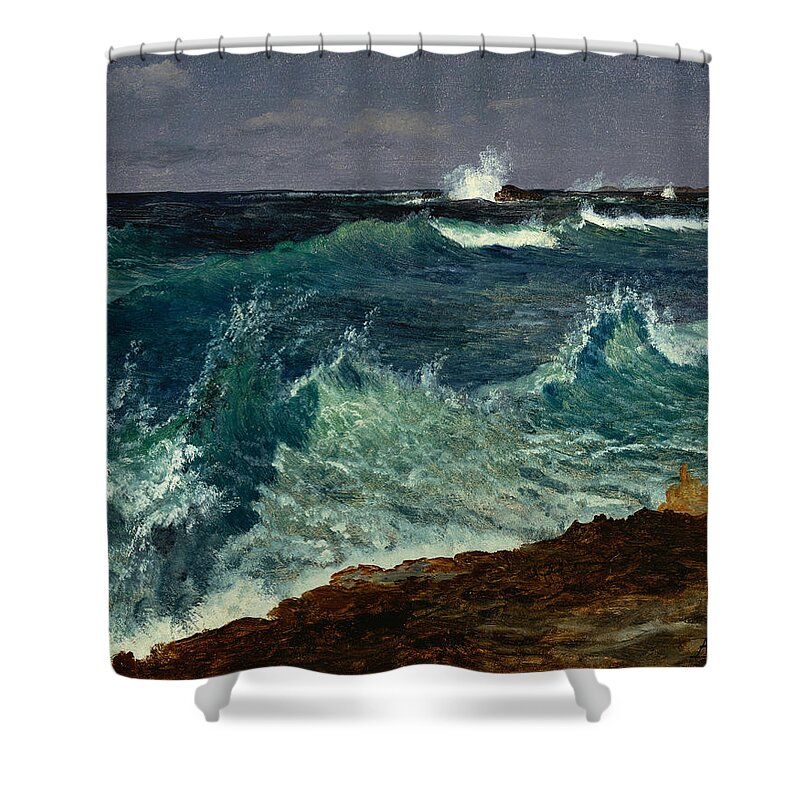 Albert Bierstadt Shower Curtain featuring the painting Seascape by Albert Bierstadt