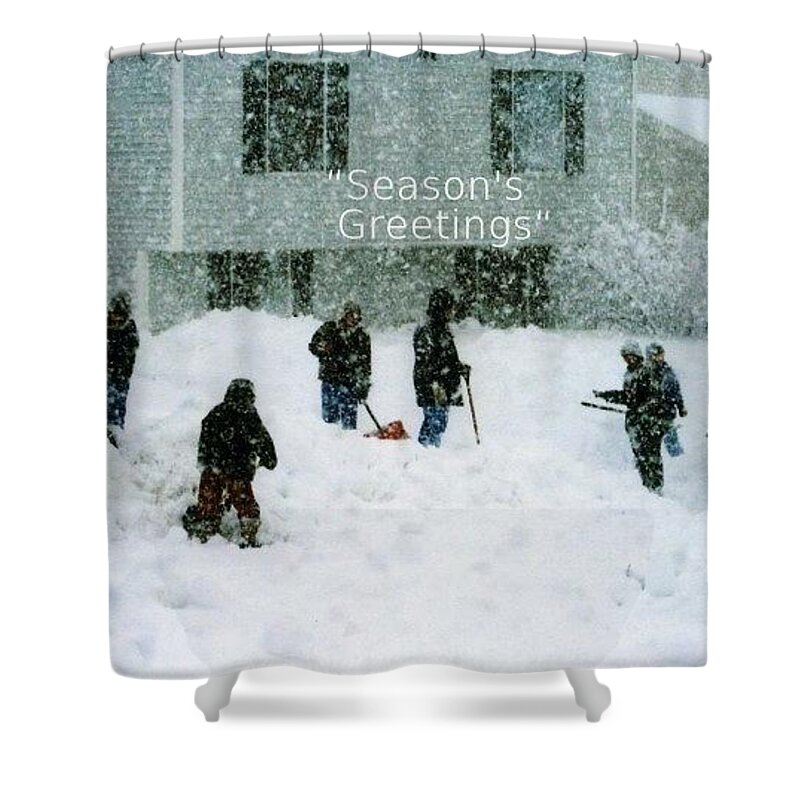 Christmas Card Shower Curtain featuring the photograph Seasons Greetings by Kay Novy