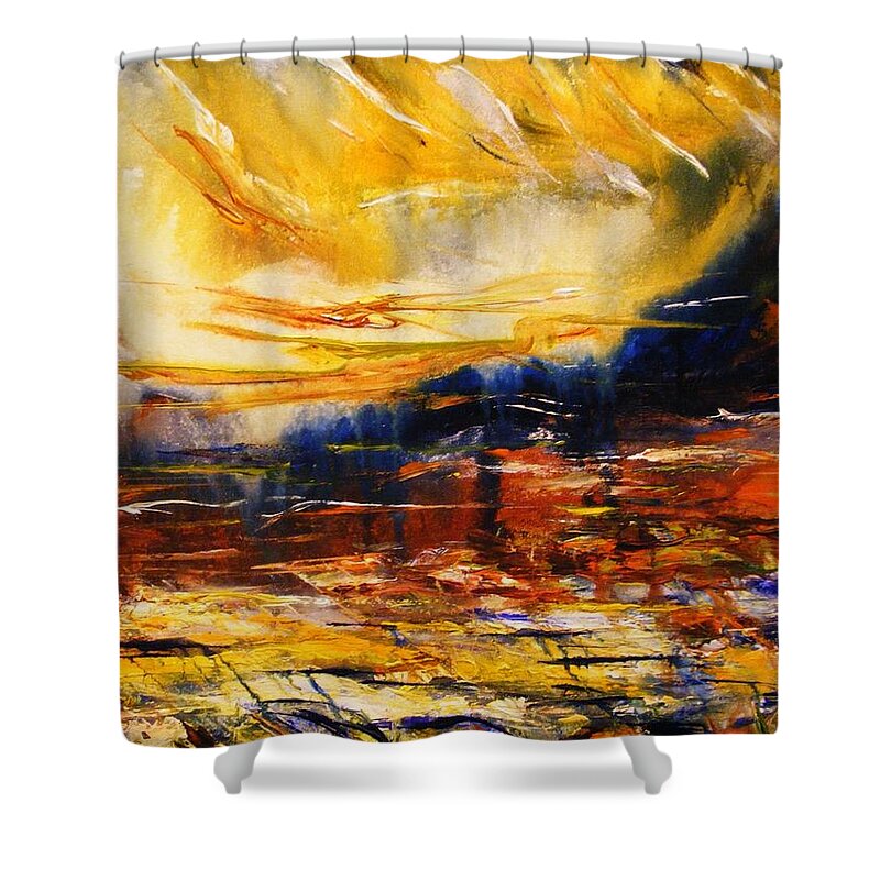 Sedona Shower Curtain featuring the painting Sedona Sky by Karen Ferrand Carroll