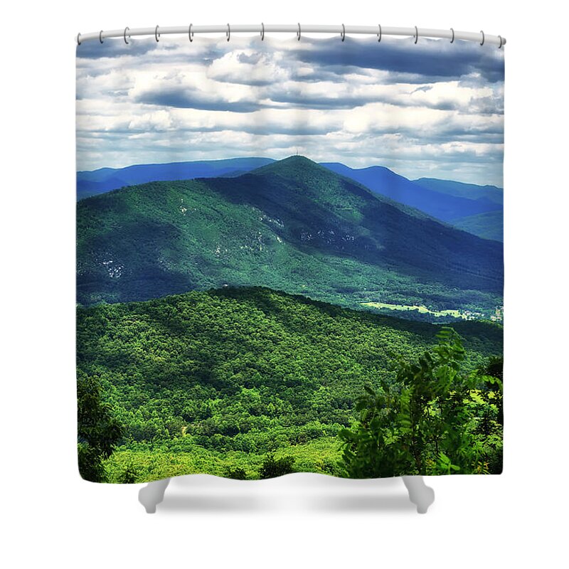 Blue Ridge Parkway Shower Curtain featuring the photograph Shadows on the Mountains by Lori Coleman