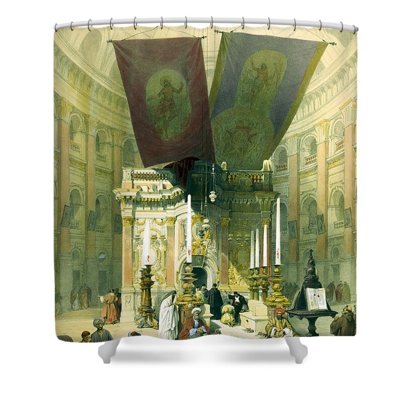 Holy Sepulchre Shower Curtain featuring the photograph Shrine of the Holy Sepulchre April 10th 1839 by Munir Alawi
