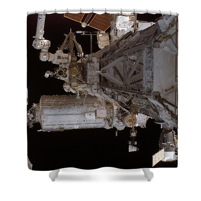 Space Shuttle Shower Curtain featuring the photograph Shuttle Astronauts At Work by Nasa