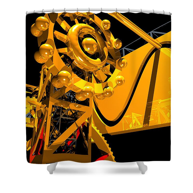 Brass Shower Curtain featuring the digital art Sine Wave Machine Portrait 6 by Russell Kightley