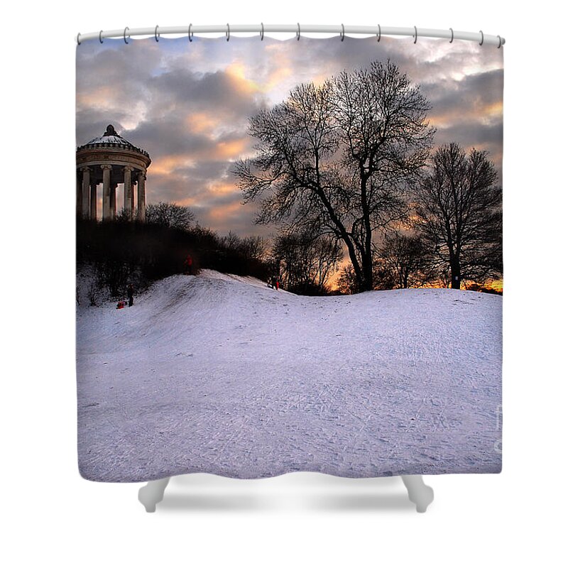 Winter Shower Curtain featuring the photograph Sledge Ride by Hannes Cmarits