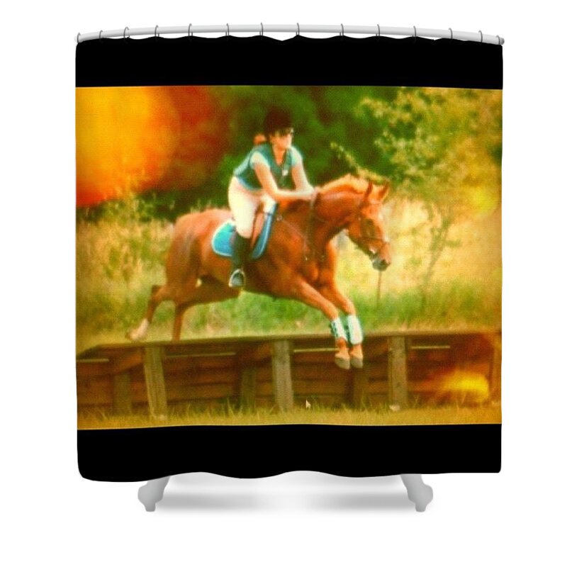 Horses Shower Curtain featuring the photograph So #athletic Andy And Chrissy by Anna Porter