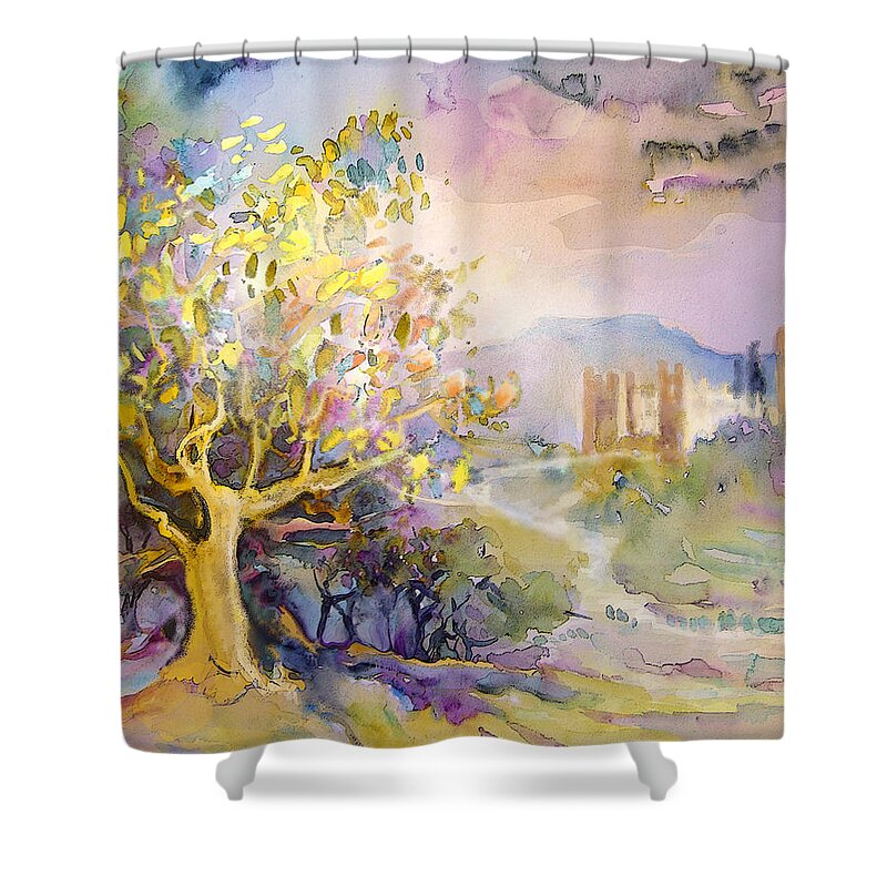 Travel Shower Curtain featuring the painting Somewhere in Andalusia 01 by Miki De Goodaboom