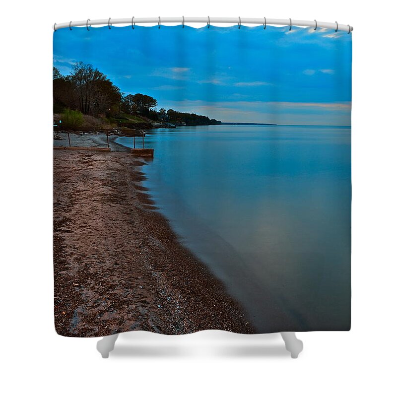 Landscape Shower Curtain featuring the photograph Soothing Shoreline by Frozen in Time Fine Art Photography