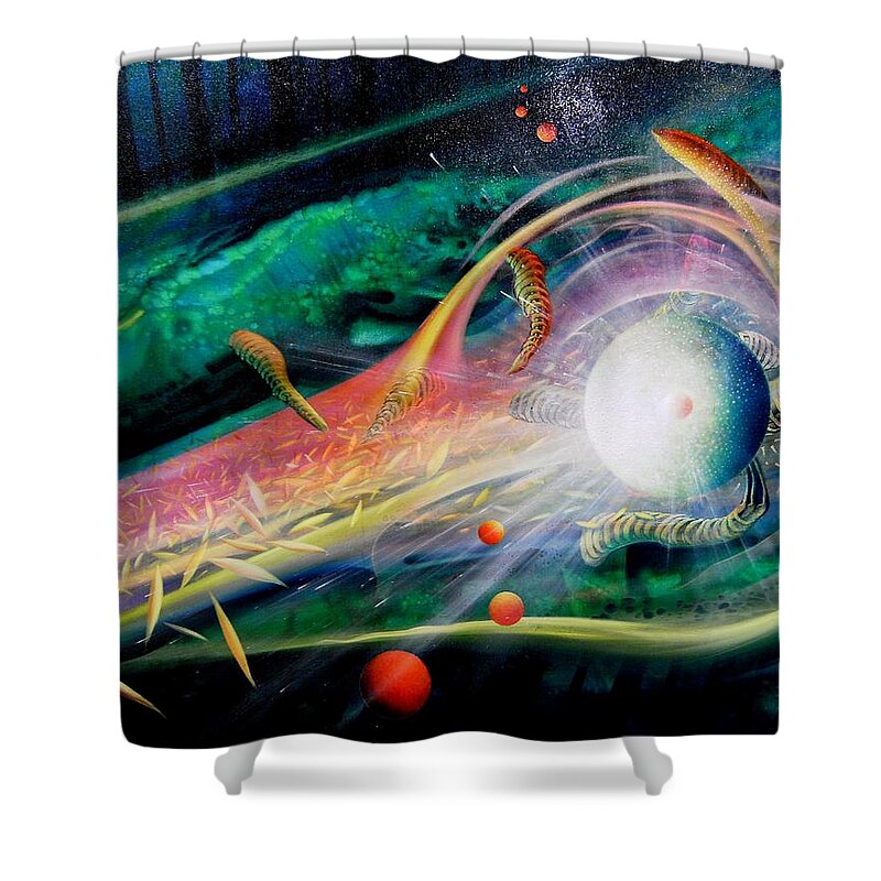 Sphere Shower Curtain featuring the painting Sphere Metaphysics by Drazen Pavlovic
