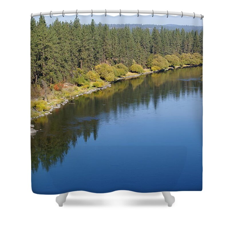 Spokane River Shower Curtain featuring the photograph Spokane River at Nine Mile Falls by Ben Upham III