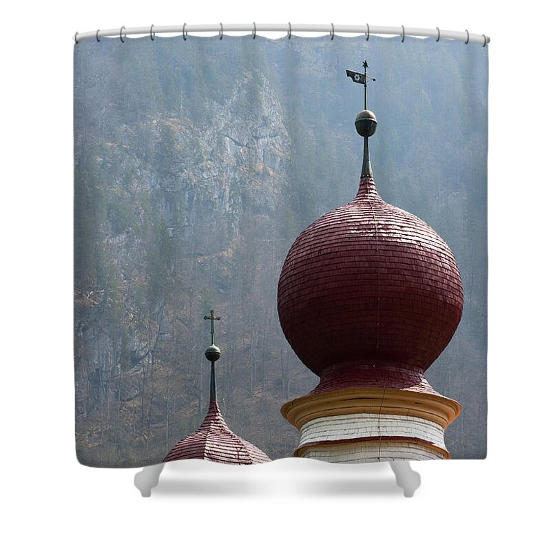 Alps Shower Curtain featuring the photograph St. Bartholomew church by Andrew Michael