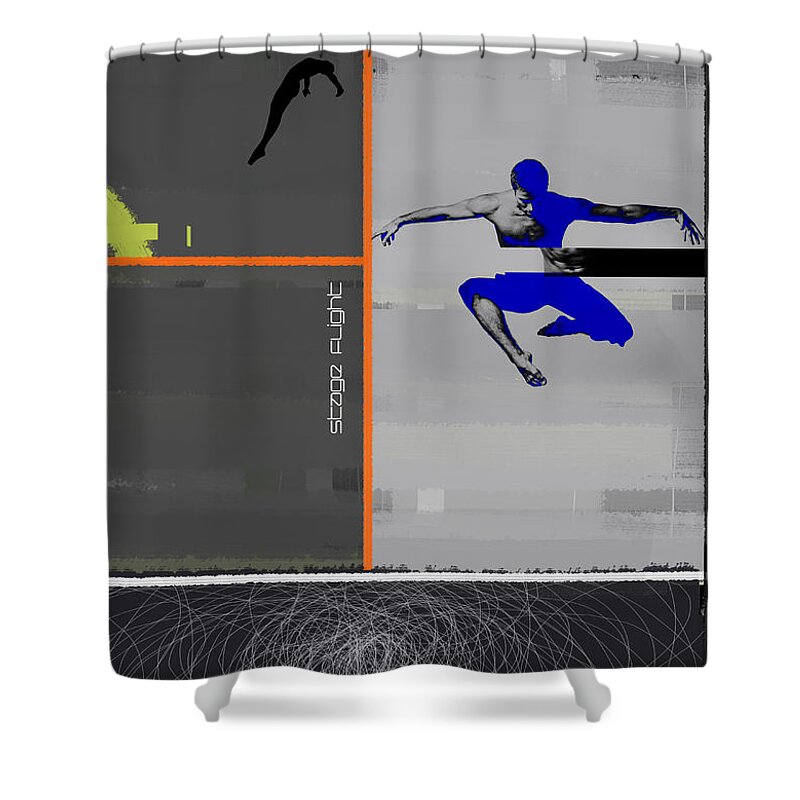 Dancer Shower Curtain featuring the painting Stage Flight by Naxart Studio