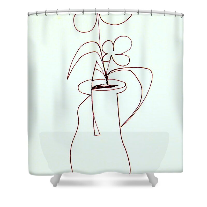 Vase Shower Curtain featuring the drawing Standing Alone by Dennis Casto